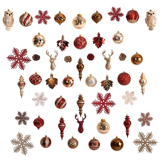 52ct. Holiday Deluxe Shatterproof Christmas Tree Ornament Box Set